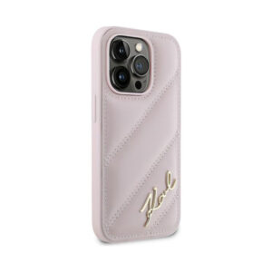 Coque iPhone 14 Pro Max Karl Lagerfeld Diagonal Quilted Script rose — visuel 4