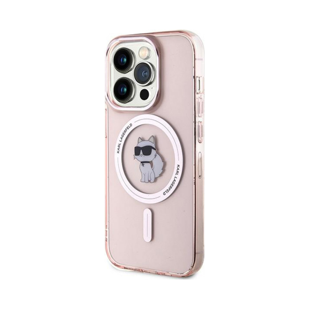 Coque iPhone 14 Pro Max Karl Lagerfeld IML Choupette MagSafe rose — visuel 2