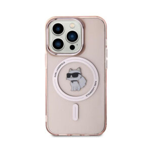 Coque iPhone 14 Pro Max Karl Lagerfeld IML Choupette MagSafe rose — visuel 3