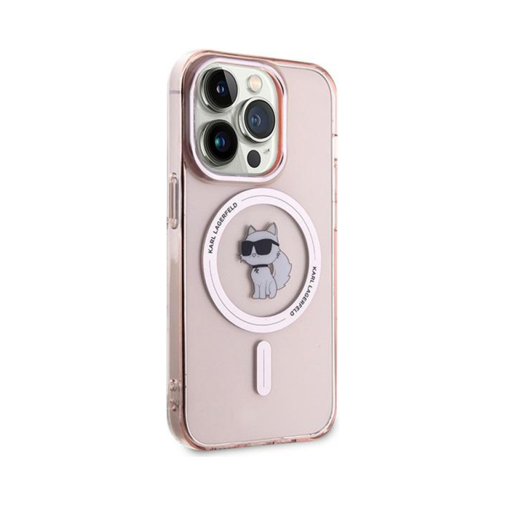 Coque iPhone 14 Pro Max Karl Lagerfeld IML Choupette MagSafe rose — visuel 4