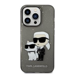 Coque iPhone 14 Pro Max Karl Lagerfeld IML Glitter NFT Karl & Choupette noire — visuel 2