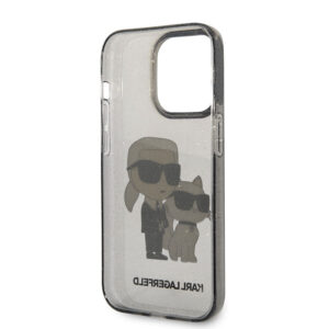 Coque iPhone 14 Pro Max Karl Lagerfeld IML Glitter NFT Karl & Choupette noire — visuel 5