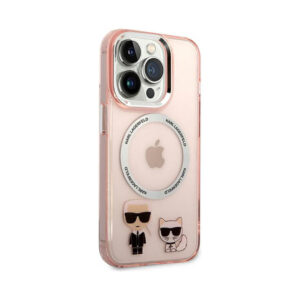 Coque iPhone 14 Pro Max Karl Lagerfeld Karl&Choupette Aluminium MagSafe rose — visuel 4