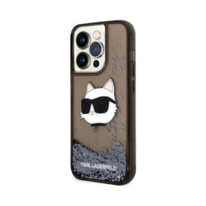 Coque iPhone 14 Pro Max Karl Lagerfeld Liquid Glitter NFT Choupette Head noire — visuel 2