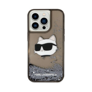Coque iPhone 14 Pro Max Karl Lagerfeld Liquid Glitter NFT Choupette Head noire — visuel 3
