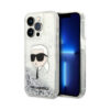 Coque iPhone 14 Pro Max Karl Lagerfeld Liquid Glitter NFT Karl's Head argentée
