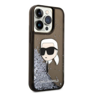 Coque iPhone 14 Pro Max Karl Lagerfeld Liquid Glitter NFT Karl's Head noire — visuel 4