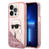 Coque iPhone 14 Pro Max Karl Lagerfeld Liquid Glitter NFT Karl's Head rose