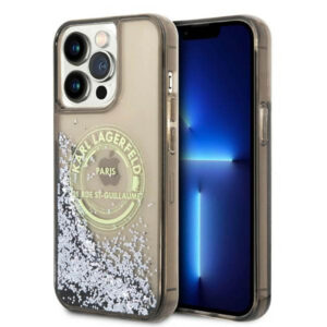 Coque iPhone 14 Pro Max Karl Lagerfeld Liquid Glitter Round RSG Logo Case noire