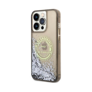Coque iPhone 14 Pro Max Karl Lagerfeld Liquid Glitter Round RSG Logo Case noire — visuel 2
