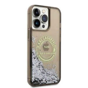 Coque iPhone 14 Pro Max Karl Lagerfeld Liquid Glitter Round RSG Logo Case noire — visuel 4