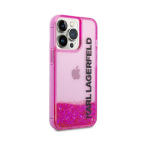 Coque iPhone 14 Pro Max Karl Lagerfeld Liquid Glitter Translucent Elongated Logo Case rose — visuel 4