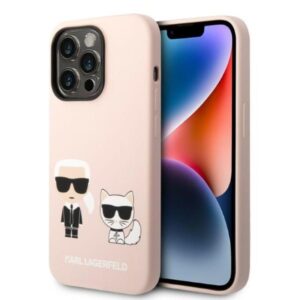Coque iPhone 14 Pro Max Karl Lagerfeld Liquid Silicone Karl & Choupette MagSafe rose