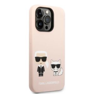 Coque iPhone 14 Pro Max Karl Lagerfeld Liquid Silicone Karl & Choupette MagSafe rose — visuel 4