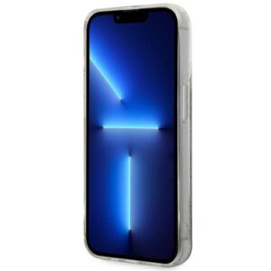 Coque iPhone 14 Pro Max Karl Lagerfeld Monogram Liquid Glitter argentée — visuel 5