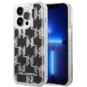 Coque iPhone 14 Pro Max Karl Lagerfeld Monogram Liquid Glitter noire