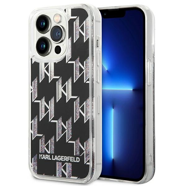 Coque iPhone 14 Pro Max Karl Lagerfeld Monogram Liquid Glitter noire