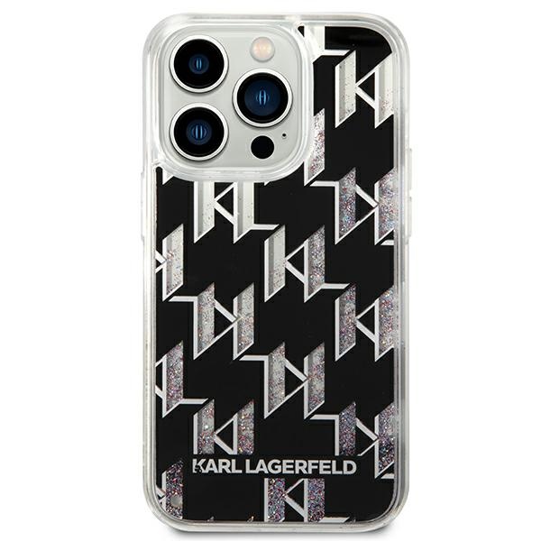 Coque iPhone 14 Pro Max Karl Lagerfeld Monogram Liquid Glitter noire — visuel 3