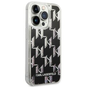 Coque iPhone 14 Pro Max Karl Lagerfeld Monogram Liquid Glitter noire — visuel 4