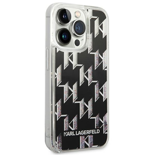 Coque iPhone 14 Pro Max Karl Lagerfeld Monogram Liquid Glitter noire — visuel 4