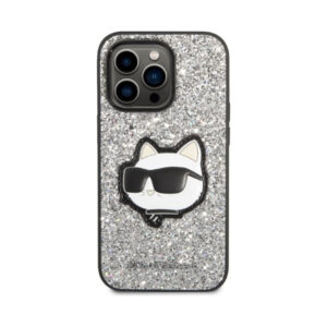 Coque iPhone 14 Pro Max Karl Lagerfeld NFT Glitter Choupette Patch argentée — visuel 3