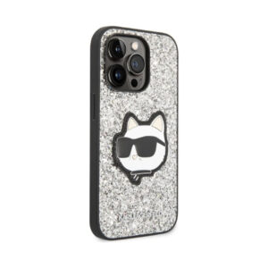 Coque iPhone 14 Pro Max Karl Lagerfeld NFT Glitter Choupette Patch argentée — visuel 4