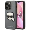 Coque iPhone 14 Pro Max Karl Lagerfeld Saffiano Karl Head Patch Case argentée