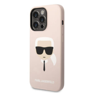 Coque iPhone 14 Pro Max Karl Lagerfeld Silicone Ikonik Karl's Head MagSafe rose