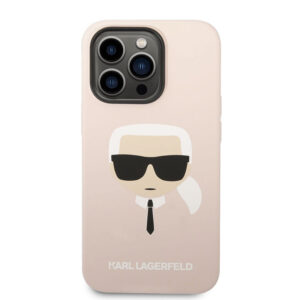 Coque iPhone 14 Pro Max Karl Lagerfeld Silicone Ikonik Karl's Head MagSafe rose — visuel 2