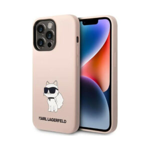 Coque iPhone 14 Pro Max Karl Lagerfeld Silicone NFT Choupette rose