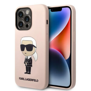 Coque iPhone 14 Pro Max Karl Lagerfeld Silicone NFT Ikonik MagSafe rose