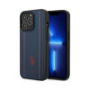 Coque iPhone 14 Pro US Polo Assn Leather Stitch bleu marine