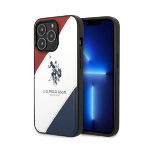 Coque iPhone 14 Pro US Polo Assn Tricolor Embossed blanche
