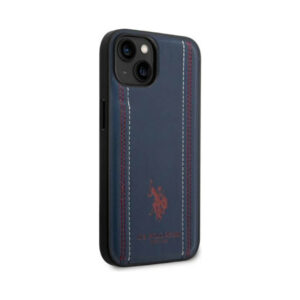 Coque iPhone 14 US Polo Assn Leather Stitch bleu marine — visuel 4