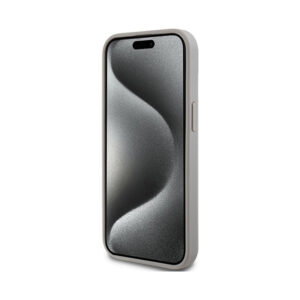 Coque iPhone 15 DKNY Leather Mono Stripe & Metal Logo beige — visuel 5