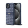 Coque iPhone 15 DKNY Leather Mono Stripe & Metal Logo bleue