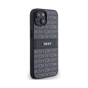 Coque iPhone 15 DKNY Leather Mono Stripe & Metal Logo noire — visuel 4