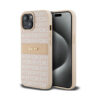 Coque iPhone 15 DKNY Leather Mono Stripe & Metal Logo rose