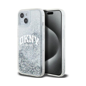 Coque iPhone 15 DKNY Liquid Glitter Big Logo blanche