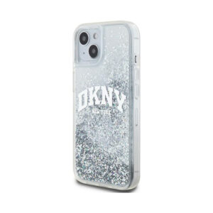 Coque iPhone 15 DKNY Liquid Glitter Big Logo blanche — visuel 2