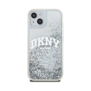 Coque iPhone 15 DKNY Liquid Glitter Big Logo blanche — visuel 3