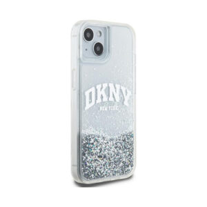 Coque iPhone 15 DKNY Liquid Glitter Big Logo blanche — visuel 4