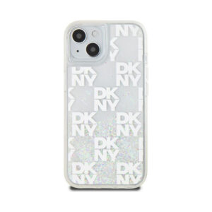 Coque iPhone 15 DKNY Liquid Glitter Multilogo blanche — visuel 3