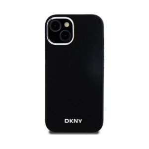 Coque iPhone 15 DKNY Liquid Silicone Small Metal Logo MagSafe noire — visuel 3