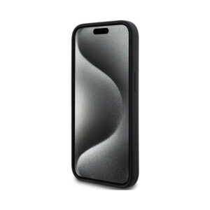 Coque iPhone 15 DKNY Liquid Silicone White Printed Logo MagSafe noire — visuel 5