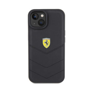 Coque iPhone 15 Ferrari Quilted Metal Logo noire — visuel 3