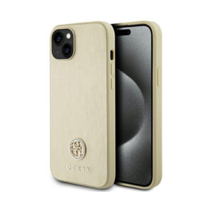 Coque iPhone 15 Guess 4G Strass Metal Logo dorée