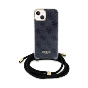 Coque iPhone 15 Guess Crossbody Cord 4G Print noire — visuel 2