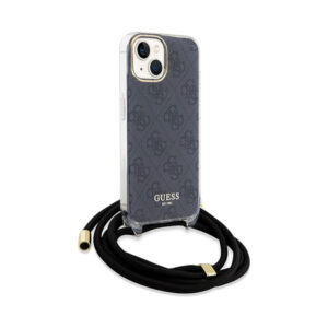 Coque iPhone 15 Guess Crossbody Cord 4G Print noire — visuel 3