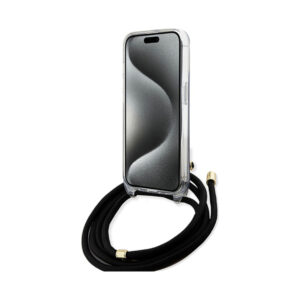 Coque iPhone 15 Guess Crossbody Cord 4G Print noire — visuel 4